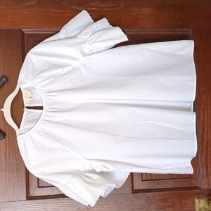 Kate Spade White Ruffle Scallop Sleeve Blouse
